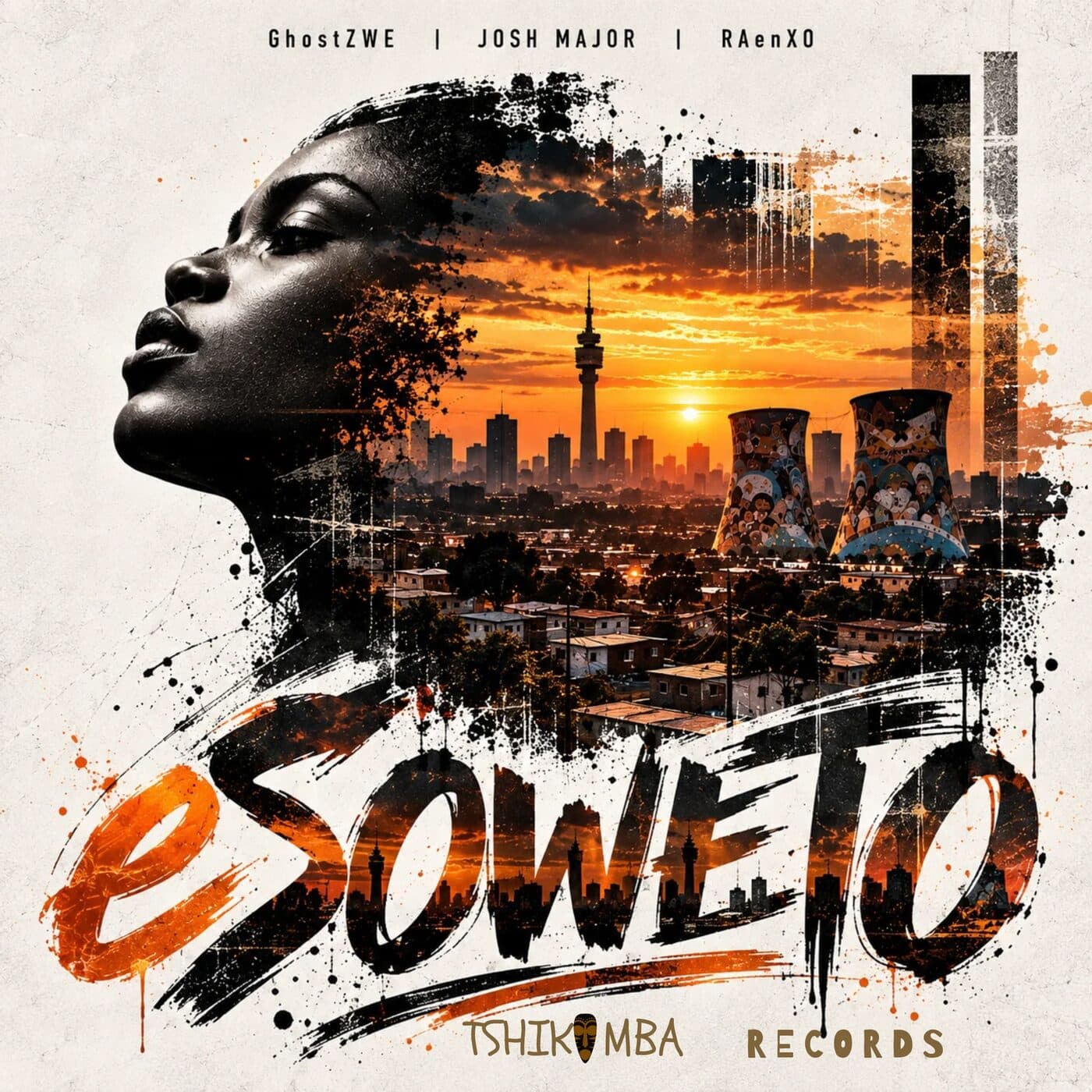 eSoweto cover: a woman's profile merging into the Soweto skyline at sunset