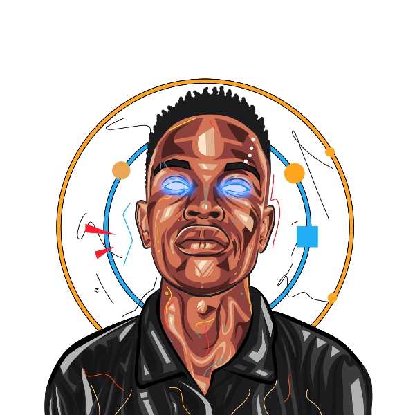 Illustrated portrait of Josh Major inside a circuit-style halo